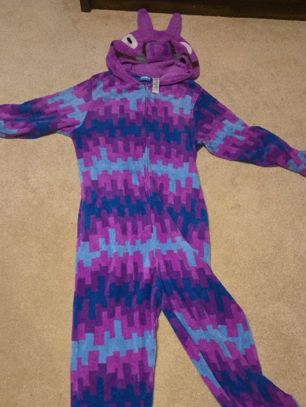 Fortnite Plush Zip-Up Jacket in Pink and Blue. Loot Lamma Pjs